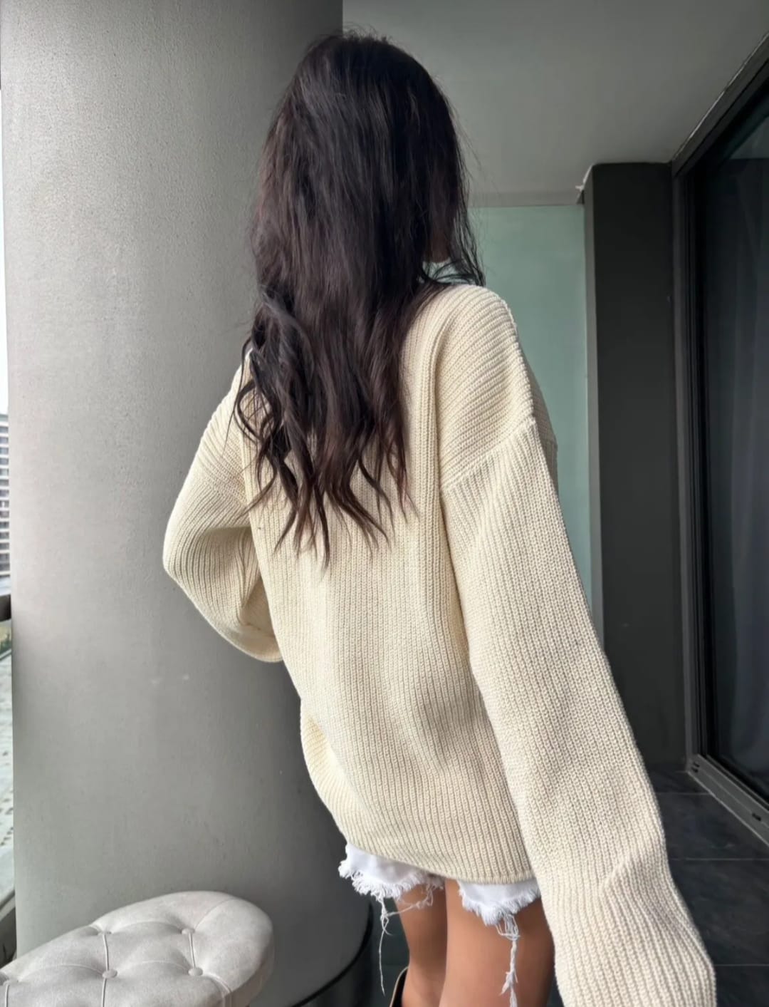Kadın Fitilli Oversize Yumuşak Dokulu Triko Kazak UGD250723