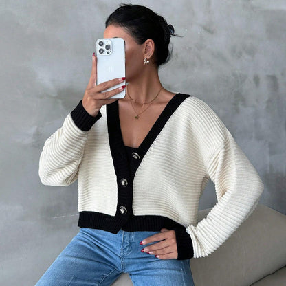 Kadın Şeritli Özel Desenli Triko Hırka TR240771