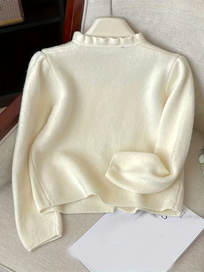 Kadın Fırfırlı İncili Yumuşak Dokulu Triko Hırka UGD250725