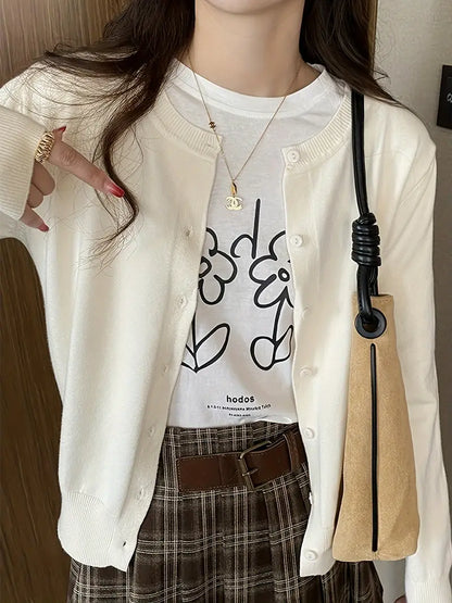 Kadın Basic Düğmeli Triko Hırka UGD250702