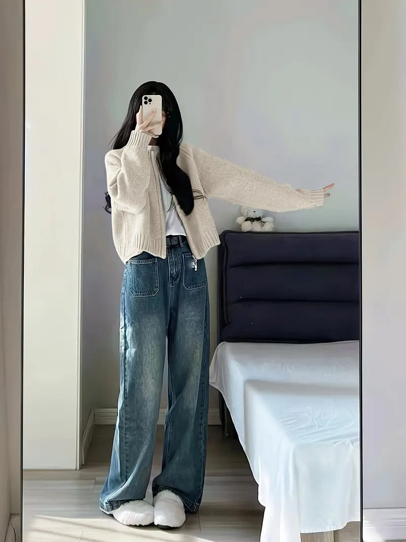 Kadın Fermuarlı Triko Hırka UGD250716