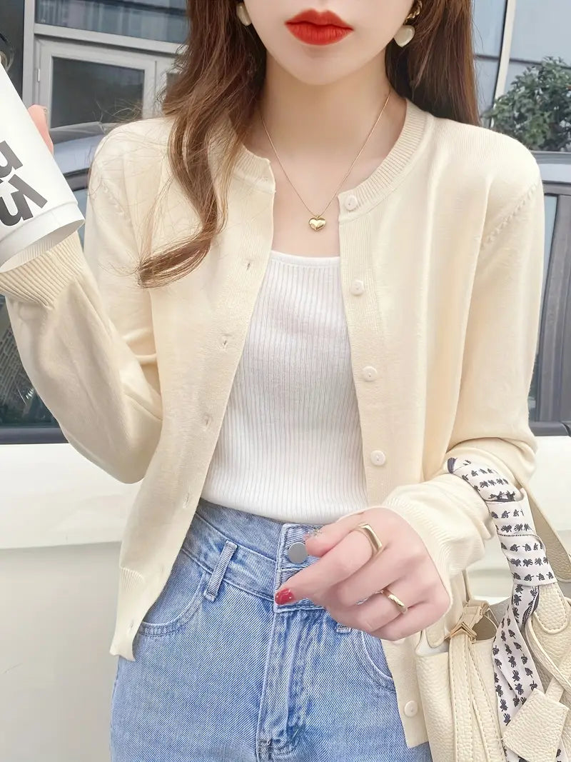 Kadın Basic Düğmeli Triko Hırka UGD250702