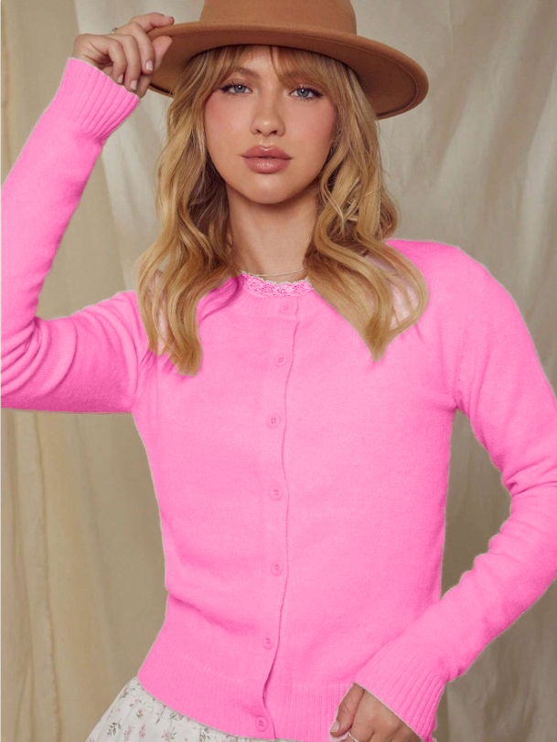 Kadın Basic Düğmeli Triko Hırka UGD250702