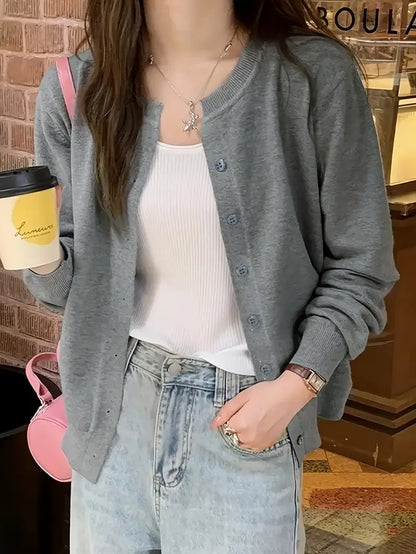 Kadın Basic Düğmeli Triko Hırka UGD250702